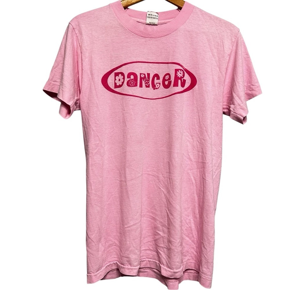 Vintage 90s Pink Dancer Graphic Tee | Single Stitch Y2K Retro T-Shirt Medium
